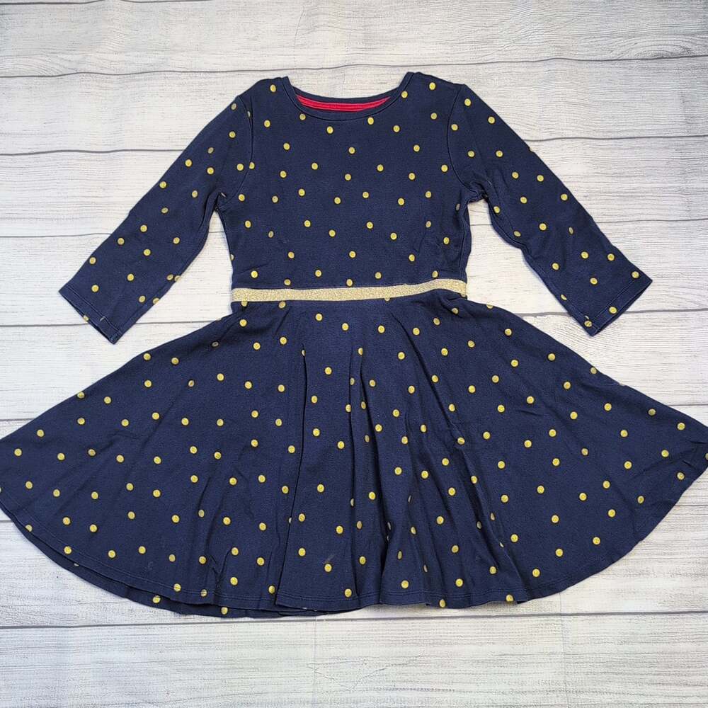 8/9 Mini Boden Gold Polka Dot Skater Dress